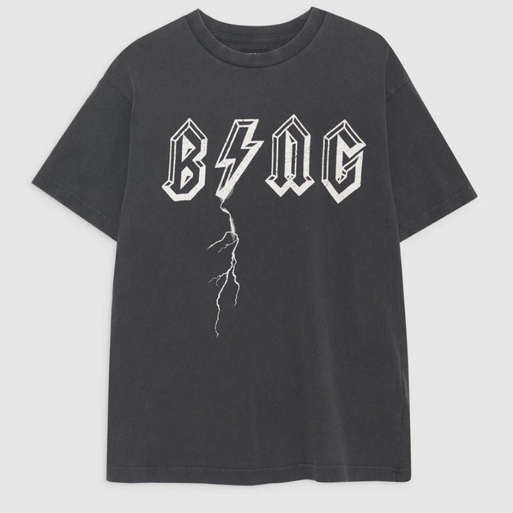 ANINE BING Black Graphic T-Shirt with lightning bolt print